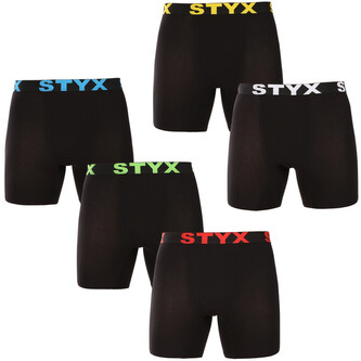 5PACK pánské boxerky Styx long sportovní guma černé (5UN9601) XL