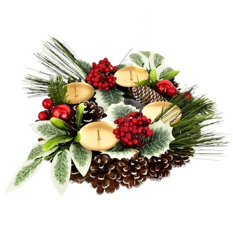 Adventní svícen šiškový s cestmínou 7x24 cm