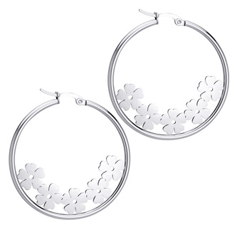 Náušnice kruhy KVĚTY - chirurgická ocel