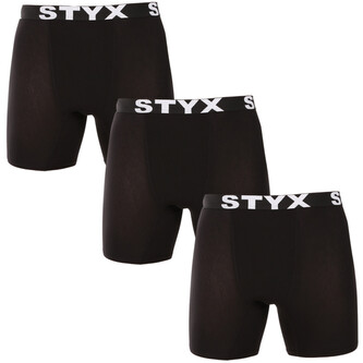 3PACK pánské boxerky Styx long sportovní guma černé (3UN960) XL