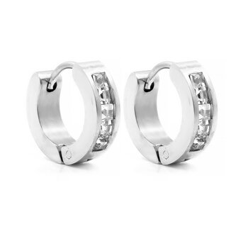 Náušnice kroužky s kamínky 1,4 cm - chirurgická ocel