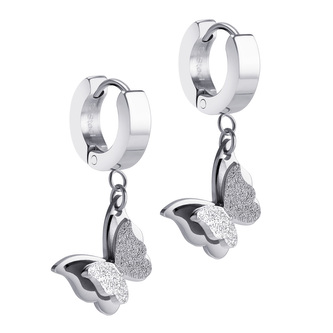 Visací náušnice MOTÝLCI s pískováním - chirurgická ocel