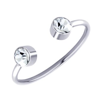 Otevřený prsten s kamínky - chirurgická ocel, velikost 5 (EU: 49 - 51)