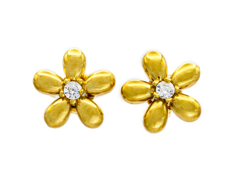 Náušnice KYTIČKA s kamínkem GOLD - chirurgická ocel