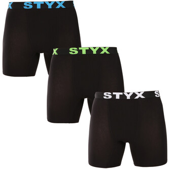 3PACK pánské boxerky Styx long sportovní guma černé (3UN9601) L