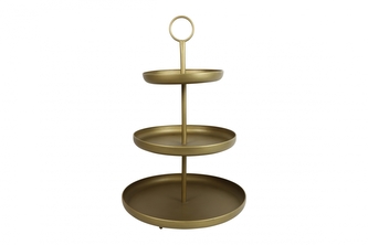 Třípatrový etažér Danton L zlatý, 76 cm