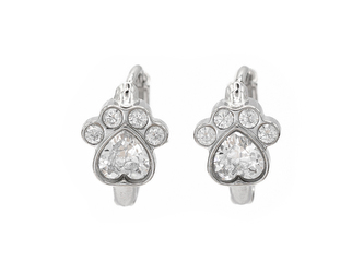 Náušnice kroužky TLAPKY s kamínky - chirurgická ocel