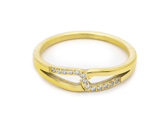 Prsten KAPKY GOLD s kamínky - chirurgická ocel, velikost 9 (EU: 59 - 61)