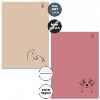 Zeszyt A4/32K 3-linie kolor 90g Koń Pies (6szt)