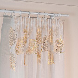 Dekorační vzorovaná záclona s řasící páskou MARIETTA bílá/zlatá 140x250 cm (cena za 1 kus) MyBestHome