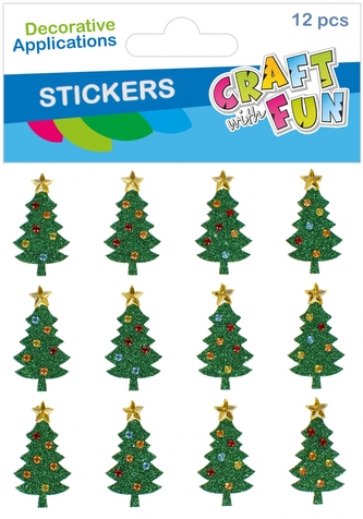 Naklejki Choinka brokat  op.12szt. Boże Narodzenie CRAFT WITH FUN 545827