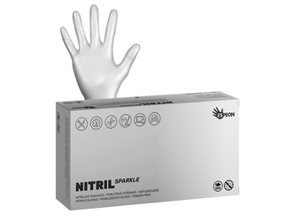 Nitrilové rukavice NITRIL SPARKLE  100 ks, nepudrované, perleťově stříbrné, 4.0 g Velikost: XS
