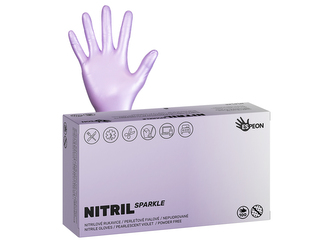 Nitrilové rukavice NITRIL SPARKLE  100 ks, nepudrované, perleťově fialové, 4.0 g Velikost: S