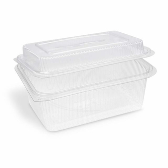 Miska (rPET) s víčkem hranatá průhledná 2000 + 450 ml [50 ks]