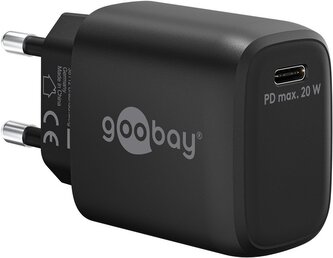 Goobay Napájecí a nabíjecí adaptér 230V na USB-C PD (Fast charge) 20W, černá Goobay Napájecí a nabíjecí adaptér 230V na USB-C PD (Fast charge) 20W, černá