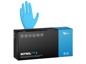 Nitrilové rukavice NITRIL LONG3  100 ks, nepudrované, modré, 6.2 g Velikost: S
