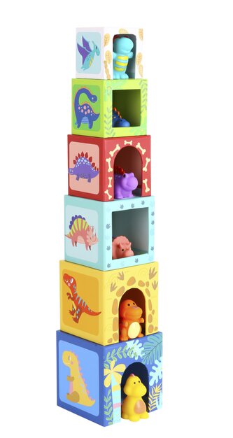 Tooky Toy - Skládací kostky - Dinosaurus