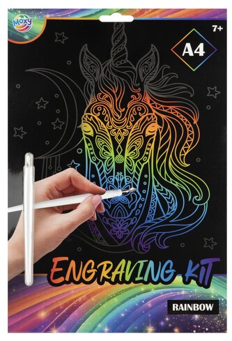 Škrabací obrázek duhový, A4 - unicorn