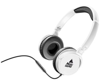 Music Sound Sluchátka s hlavovým mostem a mikrofonem, bílá