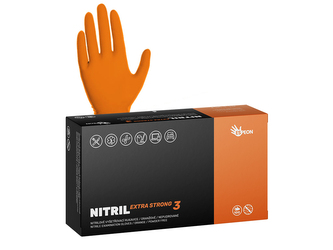 Nitrilové rukavice NITRIL EXTRA STRONG3  100 ks, nepudrované, oranžové, 5.4 g Velikost: L