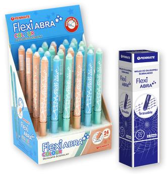 Zestaw promocyjny Długopisów ścieralnych Flexi Abra Colour Pastel 24 szt. + 20 szt wkładów, Penmate
