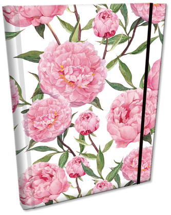 Notes B6 z gumką Soft Touch w kratkę Peonie, Bee-Bee