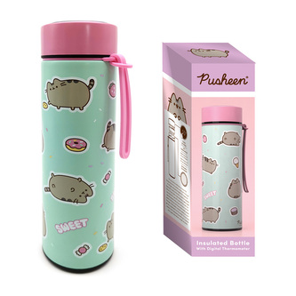 Nerezová termoláhev  s digitálním teploměrem 450ml - Kočka Pusheen