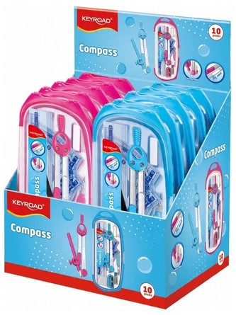 Cyrkiel na ołówek + zestaw geometryczny 9 elementów, Keyroad