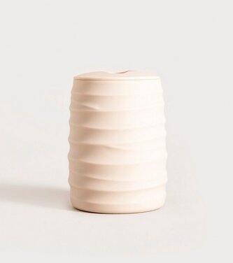 Koupelnový hrnek | TORUS | reliéfní béžový | 8,2 x 8,2 x 11 cm | 733734