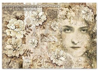 Papier ryżowy 48x33 stara koronka - twarz, Stamperia