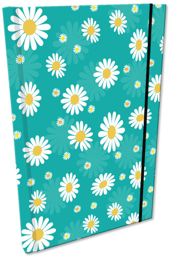 Notes A5 z gumką Soft Touch w kratkę Stokrotki Na Turkusie, Bee-Bee