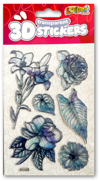 Naklejki 3D Transparent Blue Flowers PUS-8205 Kolori, Penmate