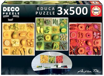 Puzzle 3x500 Kwiaty, owoce, warzywa G3