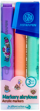 Markery trójkątne akrylowe  AstraPen Animals - 3 szt., Astra