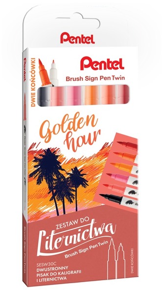 Zestaw do liternictwa 6szt,Golden Hour, Pentel