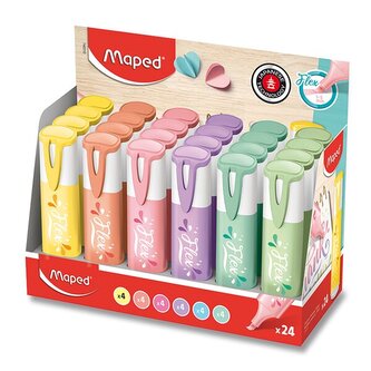 Zvýrazňovač Maped Fluo Flex Peps Pastel - stojánek, 24 ks