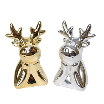 Sob keramický zlatý a stříbrný 11 cm, set 2 ks