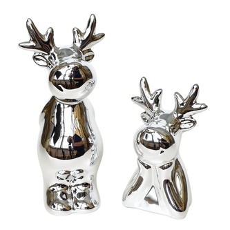 Sobi keramický stříbrný 16 a 11 cm, set 2 ks