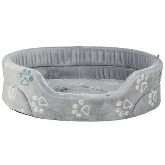 Pelech JIMMY Soft oválný, měkký plyš, světlešedý s tlapkami - 45 x 35cm