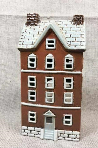 Keramický domek na čajovou svíčku, hnědý 24,5x12,5x9,5 cm