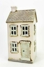 Keramický domek na čajovou svíčku, bílý 19x9,5x8 cm
