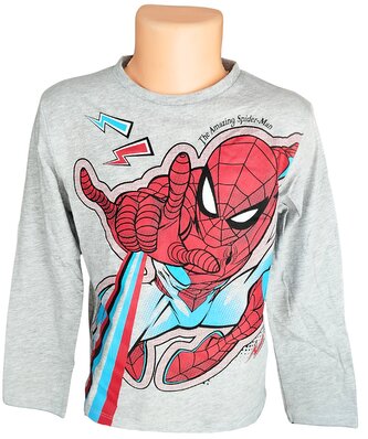Chlapecké tričko SPIDERMAN blesky dlouhý rukáv, šedá, velikost: 104