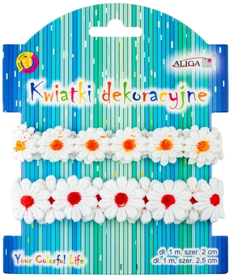 Taśma koronkowa z kwiatkami na blistrze 2 rozm. TKW-3386, Aliga