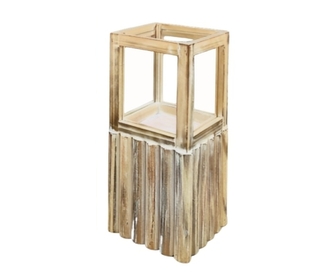 Dřevěná lucerna Numo hnědá 31,5 cm