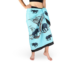 Sarong - Pareo REN, sloni, modrá