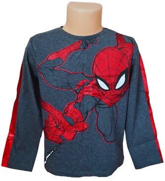 Chlapecké tričko SPIDERMAN s červenými lampasy dlouhý rukáv, šedá, velikost: 98