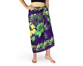 Sarong - Pareo REN, multicolor ibišek, fialová