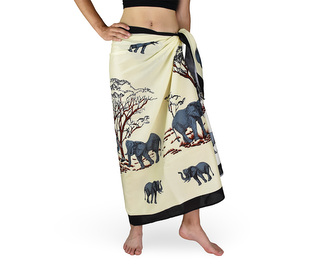 Sarong - Pareo REN, sloni, krémová