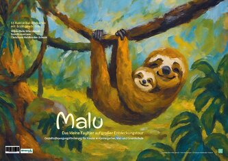 13 Kamishibai-Bildkarten mit Erzählgeschichte zum gleichnamigen Buch "Malu - Das kleine Faultier auf großer Entdeckungstour - Ge