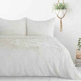 Flanelové povlečení se strukturou chlupatého kožíšku MYSTERY krémová 1x 220x200 cm, 2x povlak 70x80 cm MyBestHome